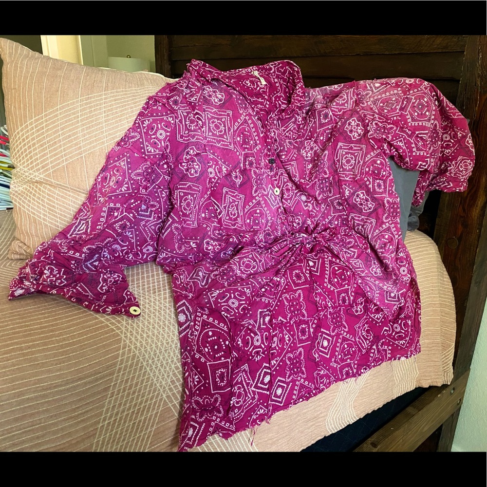 Magnolia Pearl bandana print shirt.  Distressed and faded and gorgeous.